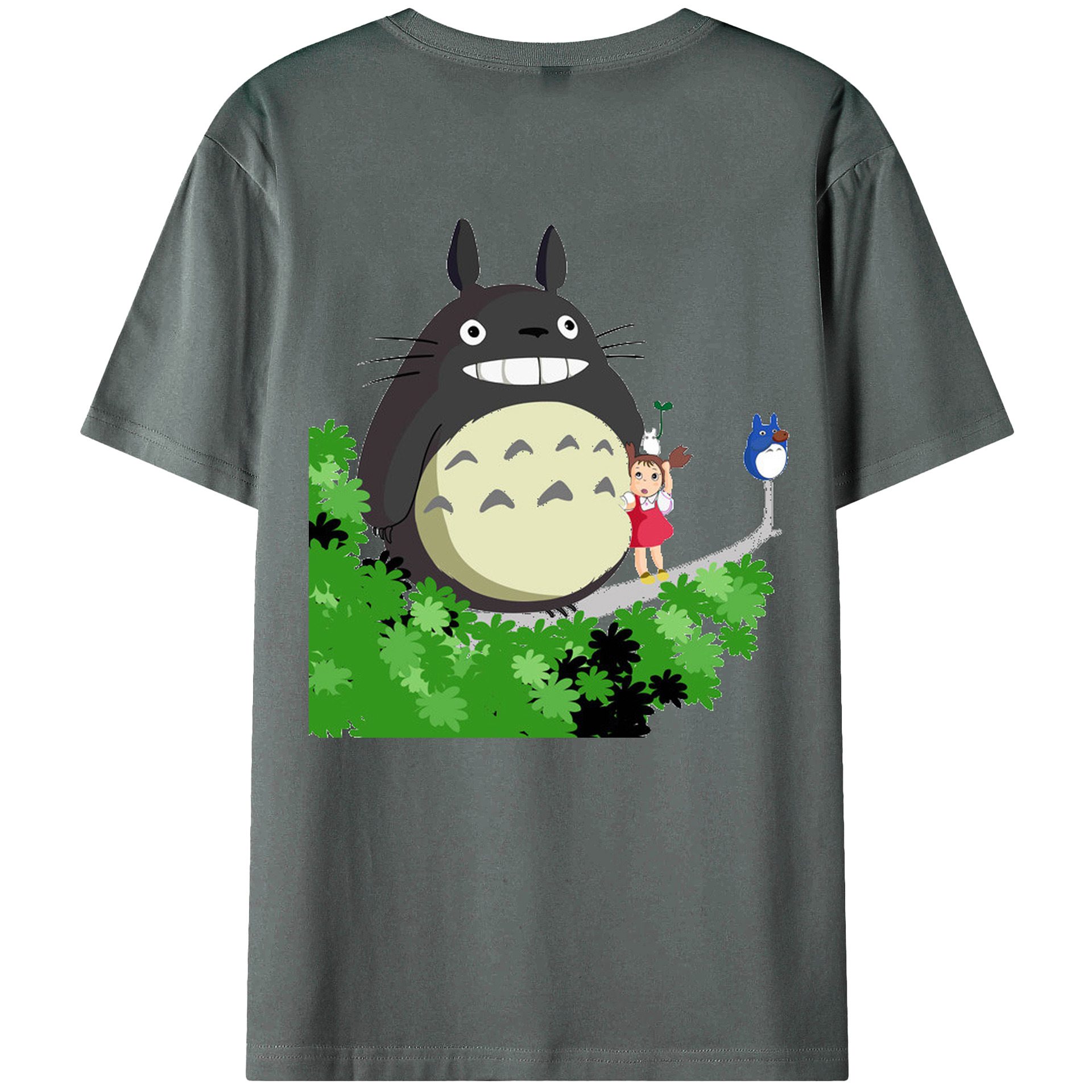 （画像用） となりのトトロ 草壁メイ 草壁サツキ My Neighbor Totoro Satsuki Kusakabe Mei Kusakabe 綿100％ メンズ半袖Tシャツ（バックプリント） 通気性